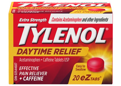 TYLENOL® Daytime Relief Acetaminophen + Caffeine Tablets, 20 eZtabs®